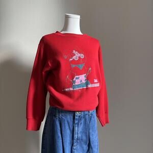 90s red ski bunny sweatshirt